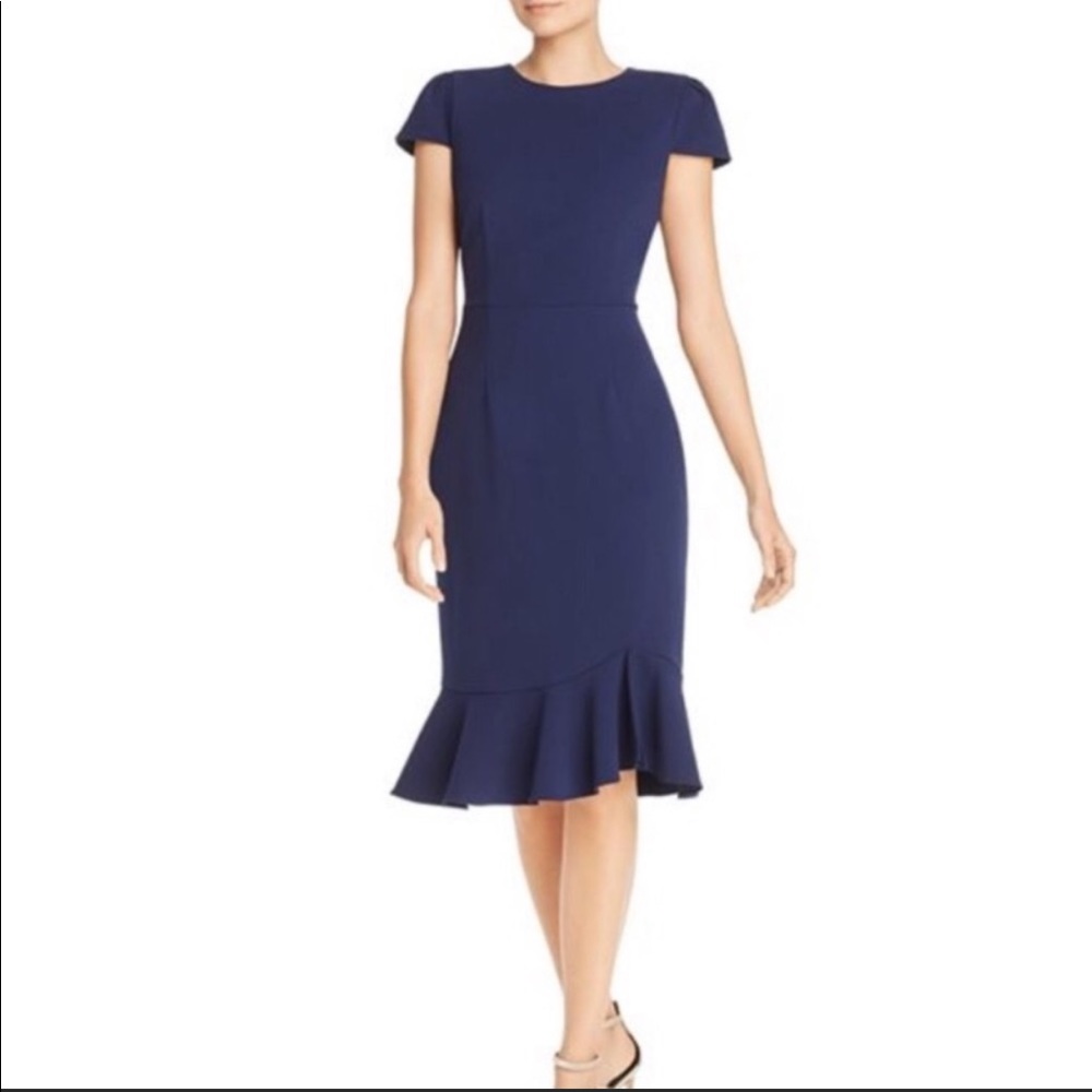 New Betsey Johnson Ruffle Hem Navy Dress